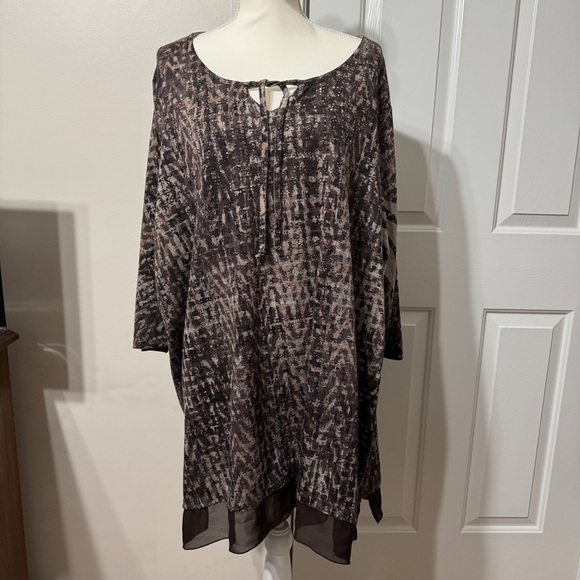 Catherines Brown Patterned Tunic, size 3X 26/28W - Picture 1 of 9
